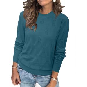 image:imageArachampCloz Womens Soft Knit Sweater Fall Dressy Casual Pullover TopsApeacock Blue