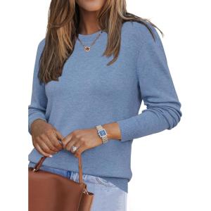 image:imageArachampCloz Womens Wool Blend Classic Crew Neck Casual Fall SweatersAlight Blue