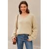 image:imageArachampCloz Womens Wool Blend Oversized V Neck Casual Sweaters 2025Apricot