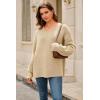 image:imageArachampCloz Womens Wool Blend Oversized V Neck Casual Sweaters 2025Apricot
