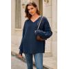 image:imageArachampCloz Womens Wool Blend Oversized V Neck Casual Sweaters 2025Dark Blue