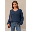 image:imageArachampCloz Womens Wool Blend Oversized V Neck Casual Sweaters 2025Dark Blue
