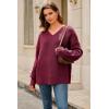 image:imageArachampCloz Womens Wool Blend Oversized V Neck Casual Sweaters 2025Dark Red
