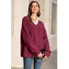 image:imageArachampCloz Womens Wool Blend Oversized V Neck Casual Sweaters 2025Dark Red