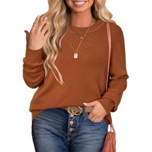 image:imageArachampCloz Womens Plus Size Wool Blend Sweater Fall Long Sleeve Tops 2025Caramel