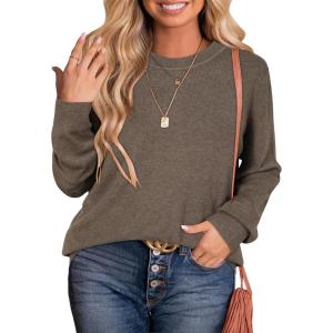 image:imageArachampCloz Womens Plus Size Wool Blend Sweater Fall Long Sleeve Tops 2025Coffee