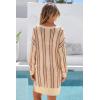 image:imageArachampCloz Womens Linen Blend Summer Swim Suit Cover Up V Neck Crochet Dress Striped Beach Vacation Outfits 2026Apricot Stripe