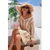 image:imageArachampCloz Womens Linen Blend Summer Swim Suit Cover Up V Neck Crochet Dress Striped Beach Vacation Outfits 2026Apricot Stripe