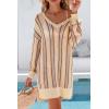 image:imageArachampCloz Womens Linen Blend Summer Swim Suit Cover Up V Neck Crochet Dress Striped Beach Vacation Outfits 2026Apricot Stripe