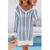 image:imageArachampCloz Womens Linen Blend Summer Swim Suit Cover Up V Neck Crochet Dress Striped Beach Vacation Outfits 2026Blue Stripe