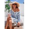 image:imageArachampCloz Womens Linen Blend Summer Swim Suit Cover Up V Neck Crochet Dress Striped Beach Vacation Outfits 2026Blue Stripe