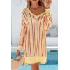 image:imageArachampCloz Womens Linen Blend Summer Swim Suit Cover Up V Neck Crochet Dress Striped Beach Vacation Outfits 2026Brick Stripe