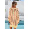 image:imageArachampCloz Womens Linen Blend Summer Swim Suit Cover Up V Neck Crochet Dress Striped Beach Vacation Outfits 2026Brick Stripe