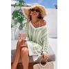 image:imageArachampCloz Womens Linen Blend Summer Swim Suit Cover Up V Neck Crochet Dress Striped Beach Vacation Outfits 2026Green Stripe
