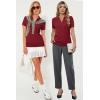 image:imageArachampCloz Womens Wool Blend Knit Spring Summer Business Casual Lightweight Short Sleeve Sweater Pullover 2026Burgundy Red