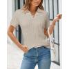 image:imageArachampCloz Womens Wool Blend Knit Spring Summer Business Casual Lightweight Short Sleeve Sweater Pullover 2026Cable Knitapricot