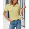 image:imageArachampCloz Womens Wool Blend Knit Spring Summer Business Casual Lightweight Short Sleeve Sweater Pullover 2026Cable Knityellow