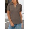 image:imageArachampCloz Womens Wool Blend Knit Spring Summer Business Casual Lightweight Short Sleeve Sweater Pullover 2026Coffee