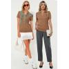 image:imageArachampCloz Womens Wool Blend Knit Spring Summer Business Casual Lightweight Short Sleeve Sweater Pullover 2026Mocha Mousse