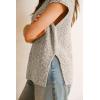 image:imageArachampCloz Womens Cotton Blend Cap Sleeve Side Slit Sweater Vest Fall Casual Tops 2025Khaki Grey