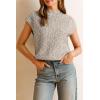 image:imageArachampCloz Womens Cotton Blend Cap Sleeve Side Slit Sweater Vest Fall Casual Tops 2025Khaki Grey