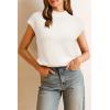 image:imageArachampCloz Womens Cotton Blend Cap Sleeve Side Slit Sweater Vest Fall Casual Tops 2025Offwhite