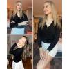 image:imageArachampCloz Womens Soft Cropped Cardigan Casual Lightweight Shrug Sweater TopsBlack