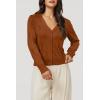 image:imageArachampCloz Womens Soft Cropped Cardigan Casual Lightweight Shrug Sweater TopsCaramel