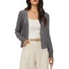 image:imageArachampCloz Womens Soft Cropped Cardigan Casual Lightweight Shrug Sweater TopsDark Gray