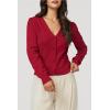 image:imageArachampCloz Womens Soft Cropped Cardigan Casual Lightweight Shrug Sweater TopsRed