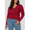 image:imageArachampCloz Womens Soft Cropped Cardigan Casual Lightweight Shrug Sweater TopsRed