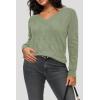image:imageArachampCloz Womens Soft V Neck Long Sleeve Fall Casual Regular Fit Sweater TopsSage Green