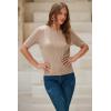 image:imageArachampCloz Womens Spring Summer Scalloped Short Sleeve Tops Textured ShirtsApricot