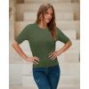 image:imageArachampCloz Womens Spring Summer Scalloped Short Sleeve Tops Textured ShirtsArmy Green