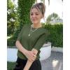image:imageArachampCloz Womens Spring Summer Scalloped Short Sleeve Tops Textured ShirtsArmy Green