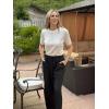 image:imageArachampCloz Womens Spring Summer Scalloped Short Sleeve Tops Textured ShirtsBeige