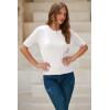 image:imageArachampCloz Womens Spring Summer Scalloped Short Sleeve Tops Textured ShirtsBeige