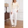 image:imageArachampCloz Womens Spring Summer Scalloped Short Sleeve Tops Textured ShirtsBivory Apricot
