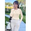 image:imageArachampCloz Womens Spring Summer Scalloped Short Sleeve Tops Textured ShirtsBivory Apricot