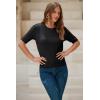 image:imageArachampCloz Womens Spring Summer Scalloped Short Sleeve Tops Textured ShirtsBlack