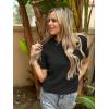 image:imageArachampCloz Womens Spring Summer Scalloped Short Sleeve Tops Textured ShirtsBlack
