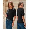 image:imageArachampCloz Womens Spring Summer Scalloped Short Sleeve Tops Textured ShirtsBlack