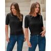 image:imageArachampCloz Womens Spring Summer Scalloped Short Sleeve Tops Textured ShirtsBlack