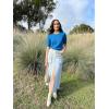 image:imageArachampCloz Womens Spring Summer Scalloped Short Sleeve Tops Textured ShirtsBlue