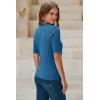 image:imageArachampCloz Womens Spring Summer Scalloped Short Sleeve Tops Textured ShirtsBlue