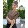 image:imageArachampCloz Womens Spring Summer Scalloped Short Sleeve Tops Textured ShirtsCoffee