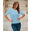 image:imageArachampCloz Womens Spring Summer Scalloped Short Sleeve Tops Textured ShirtsCool Blue