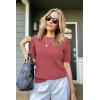 image:imageArachampCloz Womens Spring Summer Scalloped Short Sleeve Tops Textured ShirtsDusty Red