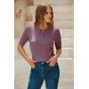 image:imageArachampCloz Womens Spring Summer Scalloped Short Sleeve Tops Textured ShirtsGray Purple