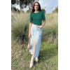 image:imageArachampCloz Womens Spring Summer Scalloped Short Sleeve Tops Textured ShirtsGreen